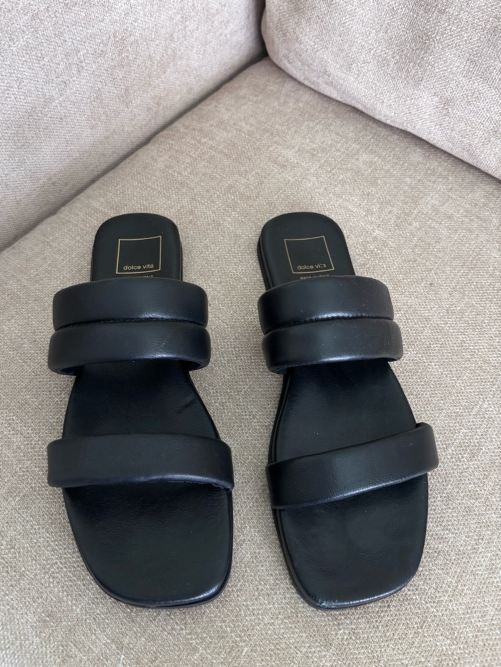 Dolce Vita Black Padded Double-Strap Slide Sandals